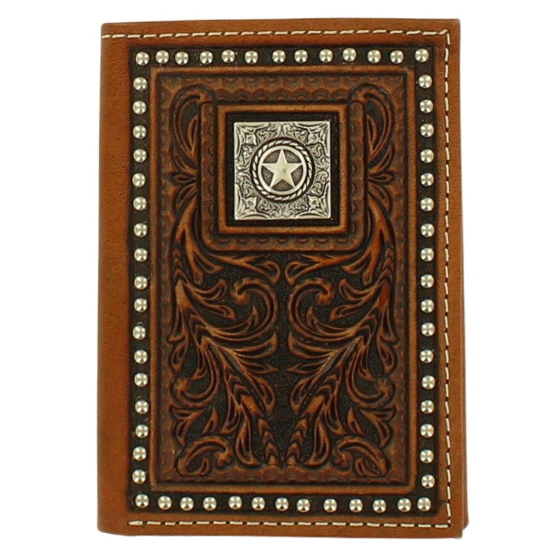Nocona Studded Tooled Star Trifold Wallet N5410502