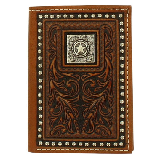 Nocona Studded Tooled Star Trifold Wallet N5410502