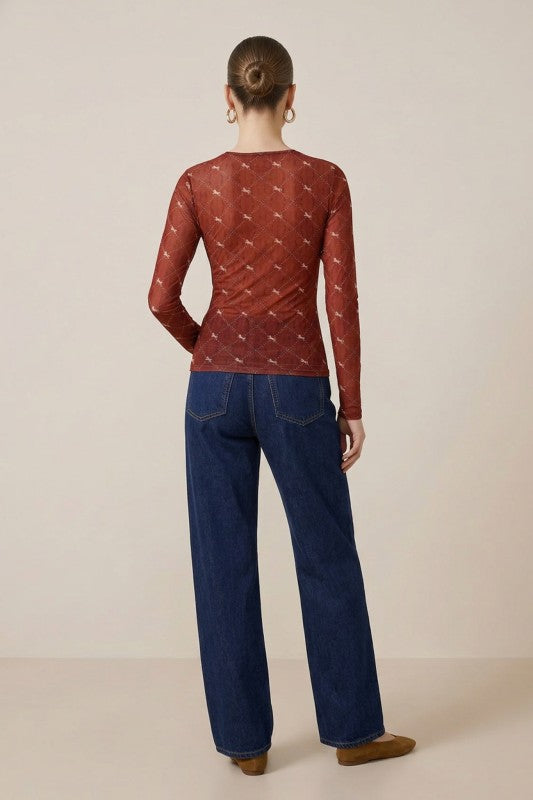 Taelynn Women's Longsleeve Shirt Red Multi ZT50086T