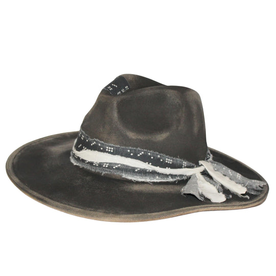 Betsy Simmons Black Fated Wool Flat Brim