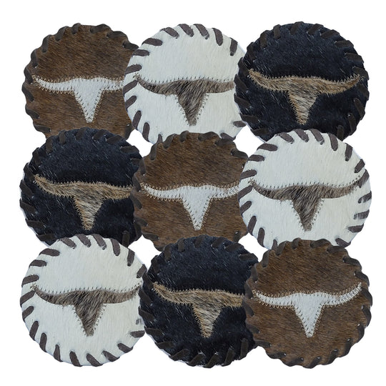 TX Products Longhorn Cowhide Coaster 6102L