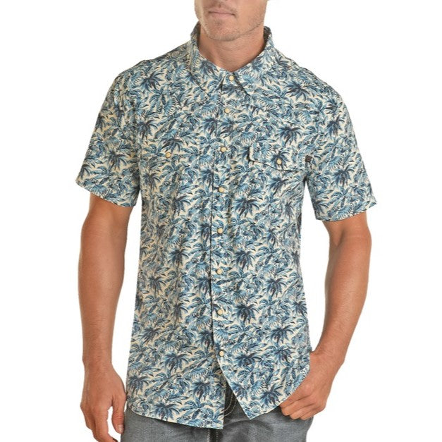 Rock & Roll Tropic Blue Men's Button Up BMN3S04228 – Wild