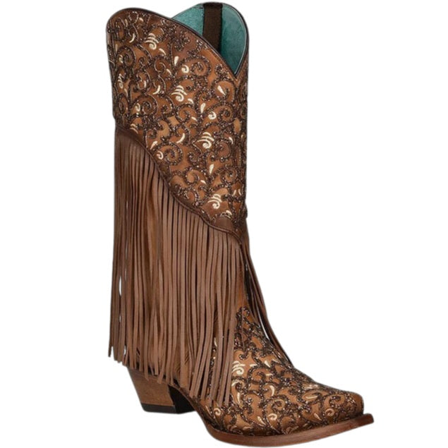 【PORTERNA】Honey buckle boots Tanner Mark Women's Hand Tooled Square Toe Leather Boots