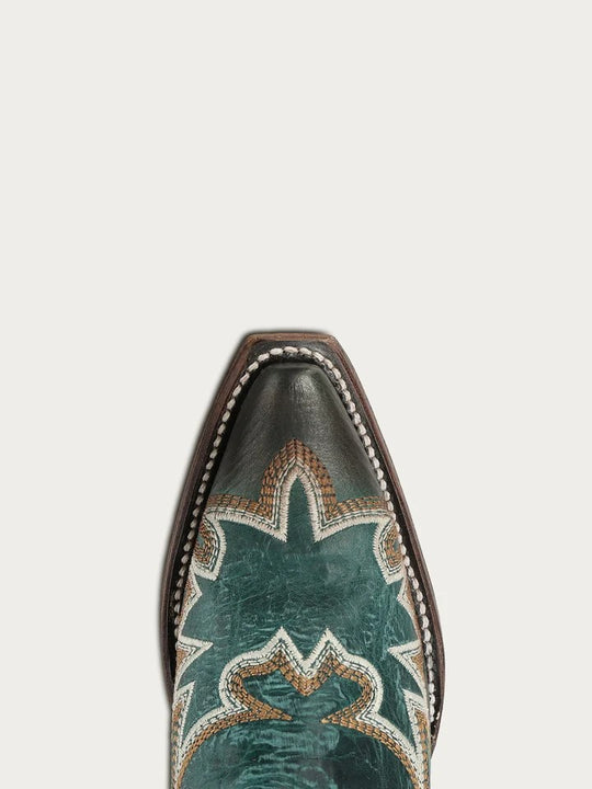 Corral Women's Circle G Aqua Ankle Boot with Embroidery & Zipper L8125