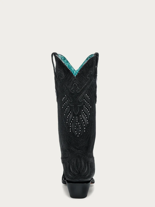 Corral Women's Black Boots with Embroidery and Studs A4729