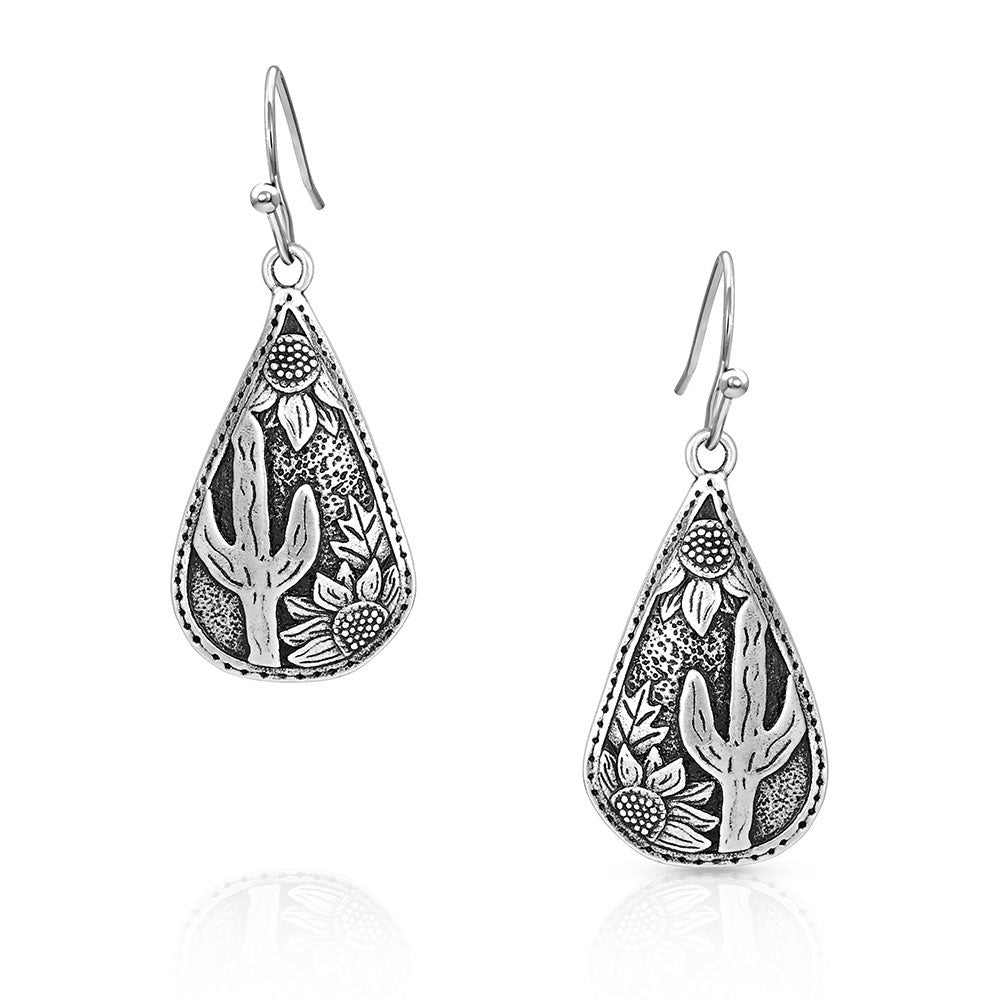 Montana Silversmiths Cradled Cactus Teardrop Earrings ER4898