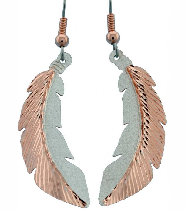 Copper Reflections Copper & Silver Feather Earrings SF-09sp