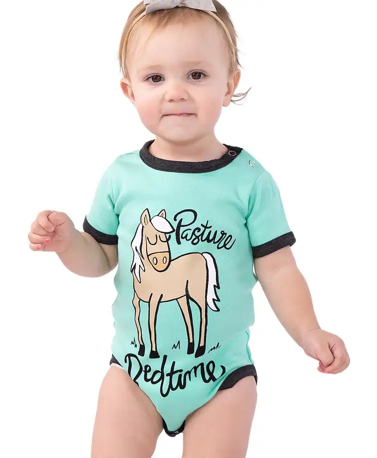 Pasture Bedtime Mint Horse Infant Creeper Onesie CR974A